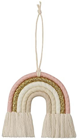 Boji Tenture murale arc-en-ciel neutre, tissée nordique, macramé, chambre décor bohème, rose