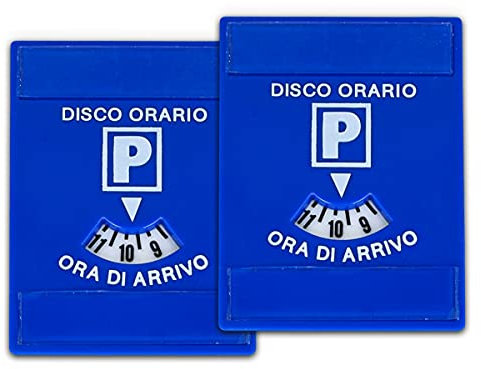 CARALL 2 Pezzi Disco Orario per Auto,in Plastica Rigida,con Porta Avvisi per Sosta Breve,Doppio Adesivo,Dimensione 80X60mm