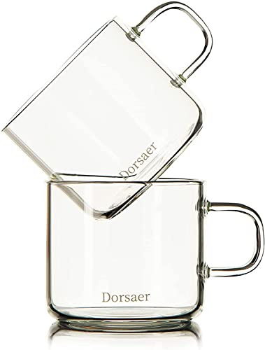 Dorsaer Glasbecher, klein, kristallklar, für Latte, Cappuccino, heiße Schokolade, Tee und Saft, 170 ml, 2 Stück