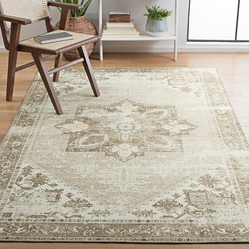SAFAVIEH Alfombra Tradicionales Rug Ideal para áreas de Alto tráfico - Lavable a máquina y Antideslizante - Tucson Collection, Pelo Corto, in Salvia y Marfil, 200 X 300 cm