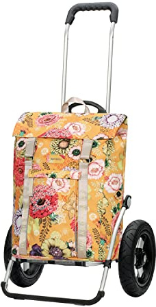 ANDERSEN Einkaufstrolley - Royal Shopper Basil Bloom gelb 50 L Freizeit, Handwagen, recycelt, wasserdicht, Aluminium, klappbar, luftbereiftes Kugellagerrad