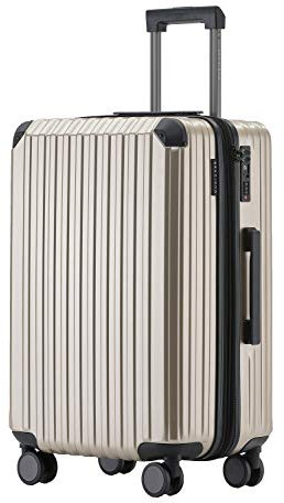 Münicase M816 TSA-Schloss Koffer Reisekoffer Trolley Kofferset Hardschale Boardcase (Champagner, Großer Koffer)