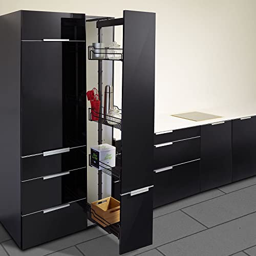 SOTECH Dispensa-X Apothekerauszug ANTHRAZIT 1200-1600 mm inkl. SoftstopPlus, Clickfixx und 4 Einhängekörbe für 400 mm breite Schränke, Tragkraft 100 Kg Hochschrankbeschlag