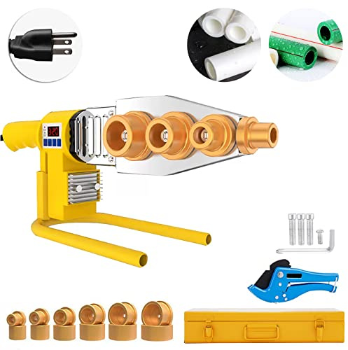 Plastic Pipe Welding Machine, 110V Plastic Water Pipe Welder with 0.79, 0.98, 1.3, 1.6, 2, 2.5in Die Head and Pipe Cutter, Socket Fusion Welder for PP, PP-R, PE, PP-C, 0-608℉ | Plastic Water Pipe Welder with 0.79, 0.98, 1.26, 1.57, 1.97, 2.46in Die Head and Pipe Cutter for PP, PP-R, PE, PP-C, 0-608℉