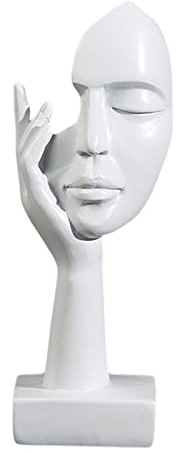 Baoblaze Einfache kreative Frauen-Gesichts-Kunst-Statue-Denker-Dame-Skulptur-Abstrakter Charakter-Handwerks-Verzierung für, Weiß