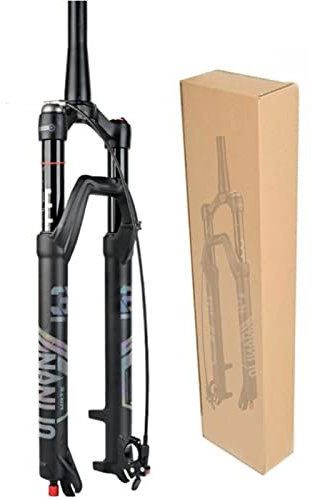 ZECHAO Reise 120mm 27,5/29in MTB Luft Federgabel,Aluminiumlegierung 9mm Schnellspanner Scheibenbremse MTB Bike Vordergabel Fahrrad Federgabel (Color : Tapered Remote Lock, Size : 29inch)