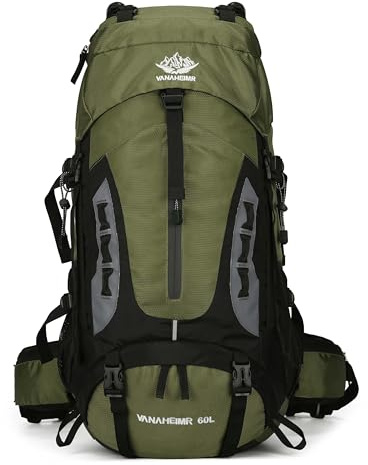 60L Travel Hiking Camping Backpack with Rain Cover,Water Resistant,Climbing Backpack for Men Women