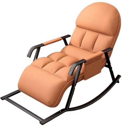 OVLRIJP Schaukelstuhl Wohnzimmer, Schaukelsessel mit Bequemem Gepolstertem Sitz, Verstellbarer Schaukelstuhl, Schaukelstühle für Balkon, Wohnzimmer, Schlafzimmer (Orange)