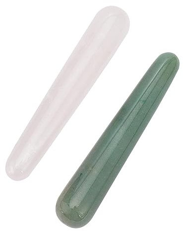 arricraft 2 pieza de Varitas de Masaje de Cristal, Cuarzo Rosa Natural/Varitas de Aventurina Verde, Varillas de Masaje de Cristal, Piedra Masajeadora Gua Sha para la Cara, Ojos, Relajación