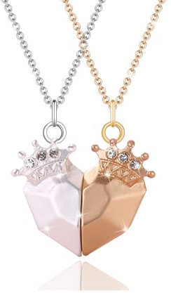 Collana Dell Amicizia per 2 Ragazze, BFF Collane a Catena con Ciondolo Corona Cuore, Best Friends Forever Collane Magnete, Regali di Gioielli di San Valentino per Bambini Madre Amici Sorelle