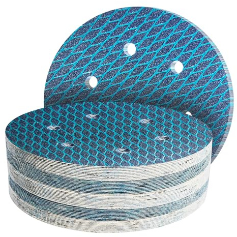 GZKTY 45Stk 150mm Klett Schleifpapier, Exzenter Schleifscheiben, 6-Loch Korn 60 Diamant-Form Schleifpads, Schleifmittel Resistent gegen Zusetzen für Exzenterschleifer Schleifmaschine