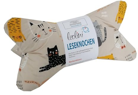 Leolini Personalisierbarer Leseknochen Katzen Lesekissen Nackenkissen Keilkissen handgemacht Cool Cats | handgefertigt in Österreich