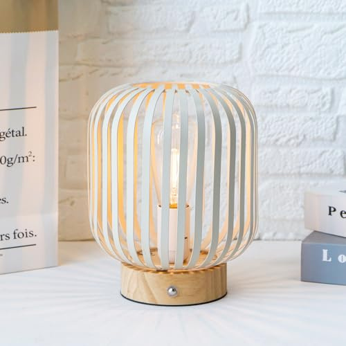JHY DESIGN Berühren Nachttischlampe Metallkäfig Laterne Kabellose Lampe mit LED Glühbirne Schnurlose Akzentlampe für Hochzeiten Parties Innenhof Veranstaltungen für drinnen und draußen (Zylinder)