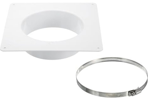 PATIKIL 6 Duct Connector Flange, Dryer Vent Wall Plate Square to Round Straight with Ducting Clamp for Air Heating Cooling Ventilation Exhaust Fan, White