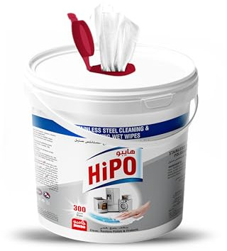 HiPO Salviette Umidificate per Acciaio Inox - Pulizia e Lucidatura, 300 Salviette