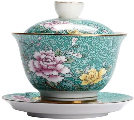 ppARK Teetasse 1 Stück Emaille-Teetasse, Klassische Ton-Teetasse, Trinkbecher mit Deckel für die Sammlung, Jubiläumsgeschenk, Teestube teeschale