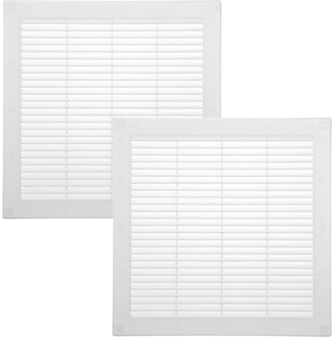 Vent Systems 300 x 300 mm - 2 Stück - Weiß Lüftungsabdeckung – Flache, Quadratische Lüftungsschlitze mit Fliegengitter – HVAC-Lüftungsöffnungen für Badezimmer, Heimbüro - Lüftungsgitter/Abdeckung
