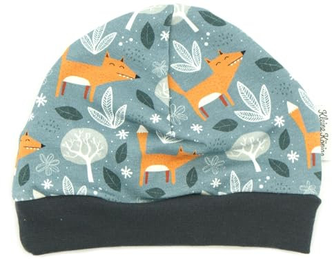 Kleine Könige Mütze Baby Jungen Beanie · Modell Fuchs Winterfuchs grau, anthrazit · Ökotex 100 Zertifiziert · Größe 98/104