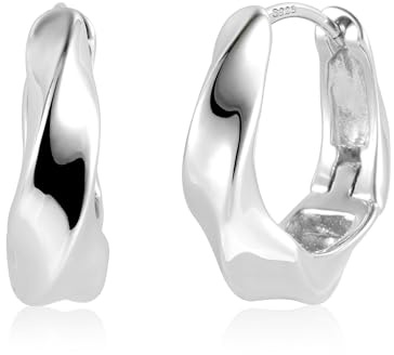 Silver 925 örhängen Thick Hoop Örhängen Dam Twisted Hoop Örhängen Hypoallergena Sterling Silver Örhängen Ovala örhängen Skinny Örhängen Dam Flickor