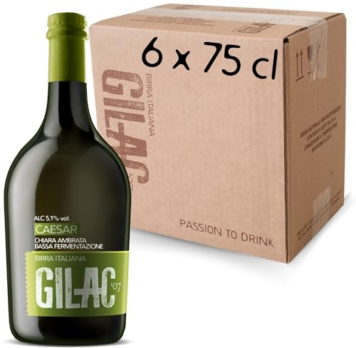 GILAC CAESAR MÜNICH HELLES Birra artigianale Ambrata 6 Bottiglie da 75 cl, Birra Speciale Italiana Non Filtrata e Non Pastorizzata, Birre artigianali confezioni regalo Gradazione Alcolica 5.1% Vol