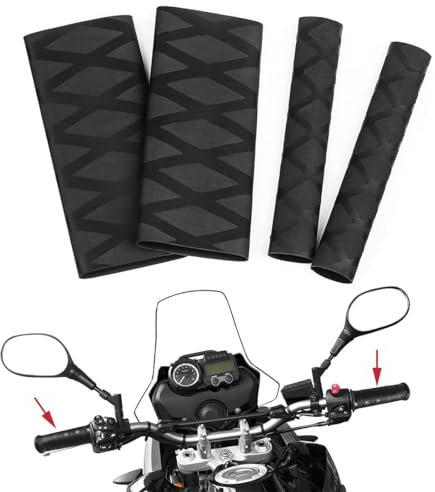EAVUYIS 2 Paires Housse de poignée de Moto Thermorétractable Antidérapante, Manchon Moto Chauffant, Poignée Chauffante Moto,Poignées Chauffantes pour Guidon de Moto（2 Tailles）