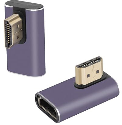 RIIEYOCA Adaptador HDMI 8K 90°, conector 2.1 UHD 48 Gbps, extensor 3D, soporta 8K a 60Hz 4K a 120Hz, HDR