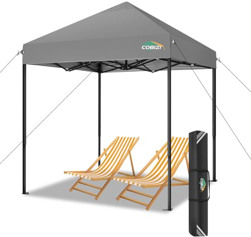 COBIZI pavillon 2x2m Wasserdicht Stabil Winterfest Pop Up faltbar partyzelt FalPavillon 2x2m, Ez auf Outdoor Faltbar Gartenzelt, Partyzelt Faltzelt gartenpavillon, Einstellbare Höhen, Grau