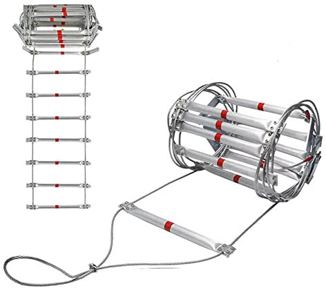 PNAJFUEL Strickleiter, Sicherheitsleiter, Not-Feuerleiter, Feuerfeste Rettungsleiter, Fensterleiter, Feuerleiter, 2- Bis 6-Stöckihäuser, Kletterseilleiter/15M/49.2Ft