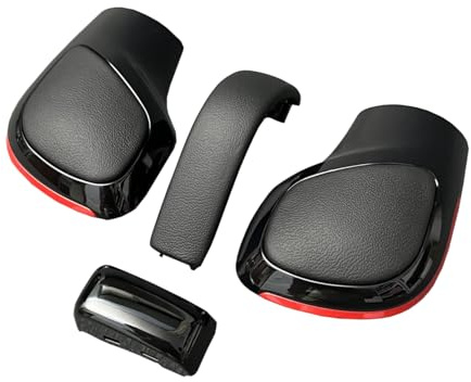 Somivo Leather Gear Shift Knob Gear Side Cover with Black Chrome (Set of 4) Parts for VW Golf 6 7 R GTI Passat B7 B8 CC R20 Jetta MK6 GLI Car Parts