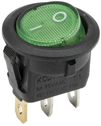 Interrupteur à Bascule 10pcs / lot KCD1-102N-8 perforé diamètre 20 mm 3 Broches on - Off Interrupteur à Bascule Rond avec lumière 220V 12V(Green,220V)