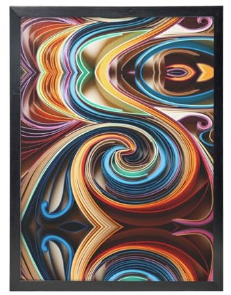 JDFHGNU Bunte Papierstreifen, Leinwand, Wandkunst, Poster, moderne Dekoration für Wohnzimmer, Schlafzimmer, Büro, schwarzer Rahmen (30 x 40 cm)