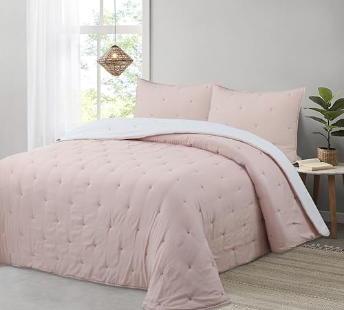 Liniva Home Comforter De Microfibra Reversible. Edredón 100% Microfibra Tacto Extra Suave - Modelo Zuri - Incluye Funda de Cojín. (Nude, Cama 150 cm)