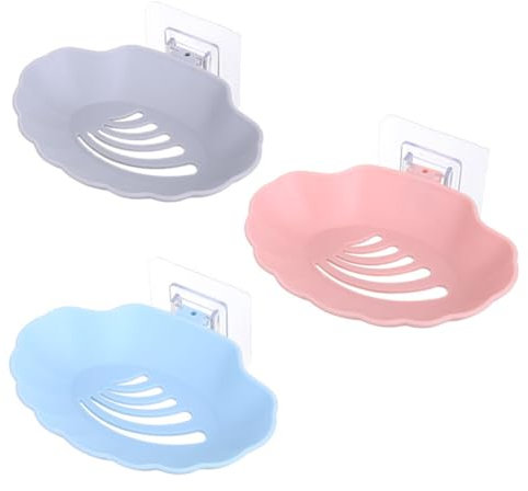 DRESSOOS 4stücke Teiliges Wandmontierte Seifenschalen Ohne Bohren Praktische Seifenhalter Grün Blau Für Badezimmer Und Küche Mit Wasserablauf Für Langlebige Seifen