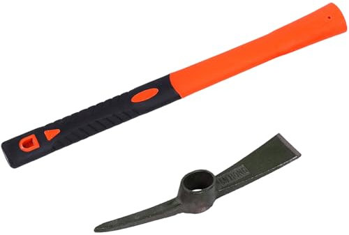 Heavy Duty Miniature Pick Mattock with Fiberglass Handle Garden Hand Tool for Gardening Digging & Camping Landscaping