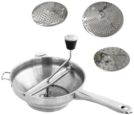 Pasapurés para salsa de acero inoxidable - Molinillo de alimentos de acero inoxidable Picadora de alimentos ergonómica | Molinillo de cocina giratorio con manivela con mango