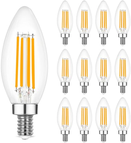 Sigalux LED Candelabra Light Bulbs, Dimmable E12 LED Bulb 60W Equivalent, 2700K Soft White, B10 Candle Bulbs for Chandelier, 5W, 450LM,12 Pack