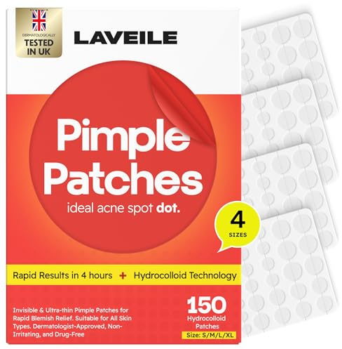 Laveile Hydrocolloid Pimple Patches 150 Count - 4 Sizes | Salicylic Acid, Tea Tree & Calendula Oil, Invisible, Spot Treatment for Breakouts