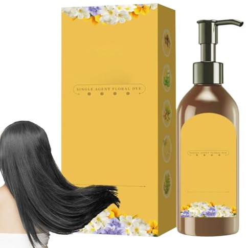 Tinte De Flores De Un Solo Uso - Tinte De Flores De Dosis Única Vegetal, Champú Para Teñir El Cabello A Base De Plantas | Champú Colorante Para El Cabello A Base De Plantas, Champú Natural De Larga
