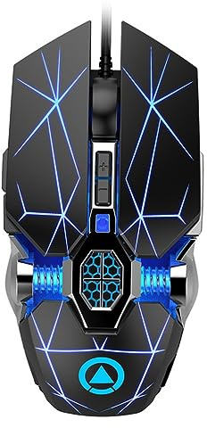 Homoyoyo Mouse Da Gioco Usb Cablato Retroilluminato Rgb Programmabile Dpi Regolabile a 4 Velocità, Design Ergonomico Supporto Macro, Accessorio Per Computer e Laptop, Colore Nero Opaco