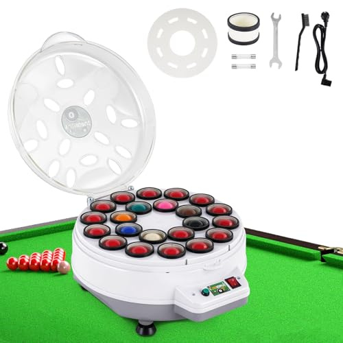YJINGRUI Limpiador automático de Bolas de Billar, 22 Bolas de Snooker (52,5 mm), máquina pulidora de Bolas de Billar, máquina limpiadora de Bolas de Billar, con Llave y Cepillo.