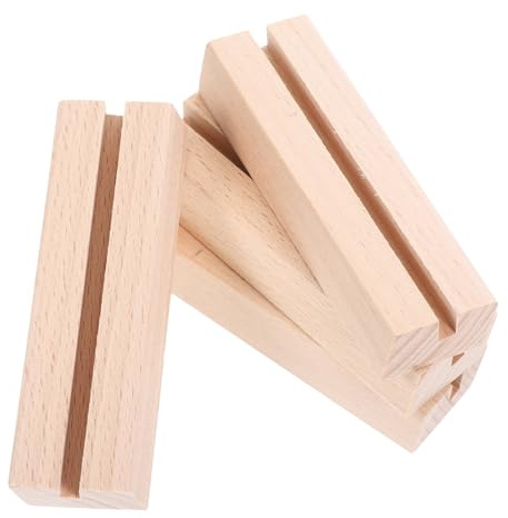 VILLFUL 4 piezas Soporte de Madera para Tarjetas y Calendarios Base Decorativa Multifuncional para Escritorio Ranura para Fotos Tarjetas