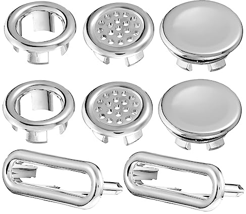 Sewroro 8 Pcs Universal Overflow Drain Covers Sink Hole Rings Bathroom Kitchen Bathtub Plastic Overflow Hole Cover Set