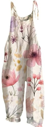 Salopette Donna Jeans Casual da Casa con Tasche Laterale Overall Tinta Unita Bretelle Vintage Gamba Dritta per Il Tempo Libero Taglie Grandi Senza Maniche Salopette con Tasche
