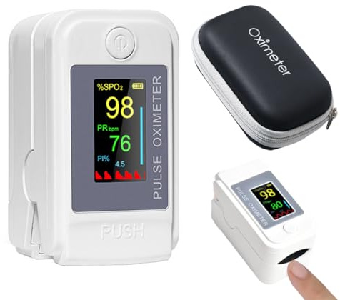 Tomedeks 1 Pièce oxymètre de pouls+1 sac d'organisation, Oxymetre de doigt, Appareil de mesure de la saturation en oxygène dans le sang, Oxymètre de pouls digital haute précision, cardiofréquencemètre