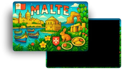 Magneti Frigo – 120 Paesi a scelta – Memorie Turistiche Paesi del Mondo – Magneti Decorativi Frigorifero – Regalo Viaggio – Stile Tradizionale – 5,4 x 7,8 cm – 1 Unità (Malta 2)