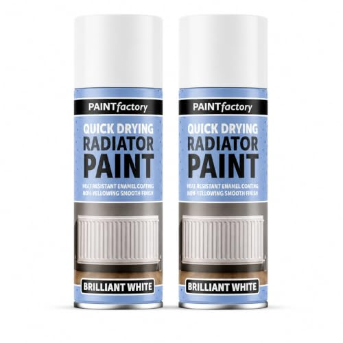 GSV Essentials White Radiator Spray Paint, Quick Dry Brilliant White Enamel Coating Aerosol Paint, Non-Yellowing Smooth Finish, Heat Resistant Paint for Radiators, Pipes & Heaters,400ml (2 Pcs)