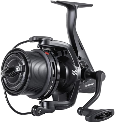 Sougayilang FED5000 Feeder-Angelrolle–13+1 Kugellager,Übersetzungsverhältnis 4,7:1,Anti-Twist- und Balanced-Rotor-System,Aluminiumspule mit Ersatzspule und doppelten Schnurclips für das Karpfenangeln