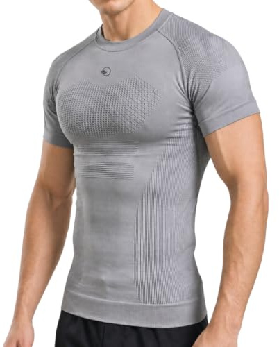 Modesty - Rashguard herr andningsbar kompression - ventilation armstöd torso rygg - MMA JJB brottning boxning - bodybuilding cross training fitness, Färg: grå, XL