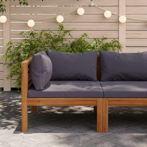 HOMELEN Modulares Ecksofa mit Dunkelgrauen Kissen Massivholz Akazie,Garten-Lounge-Set, Balkonmöbel Set, Gartenmöbel-Sets Unterhaltungssets, Balkon Sofa Lounge Geeignet für Gärten Terrassen