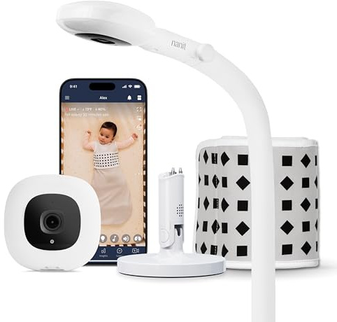 Nanit Pro Baby Monitor Bundle, 1080p, Sound and Motion Alerts, Breathing Motion Monitoring, Wi-Fi, Floor Stand, Compatible with Smartphones